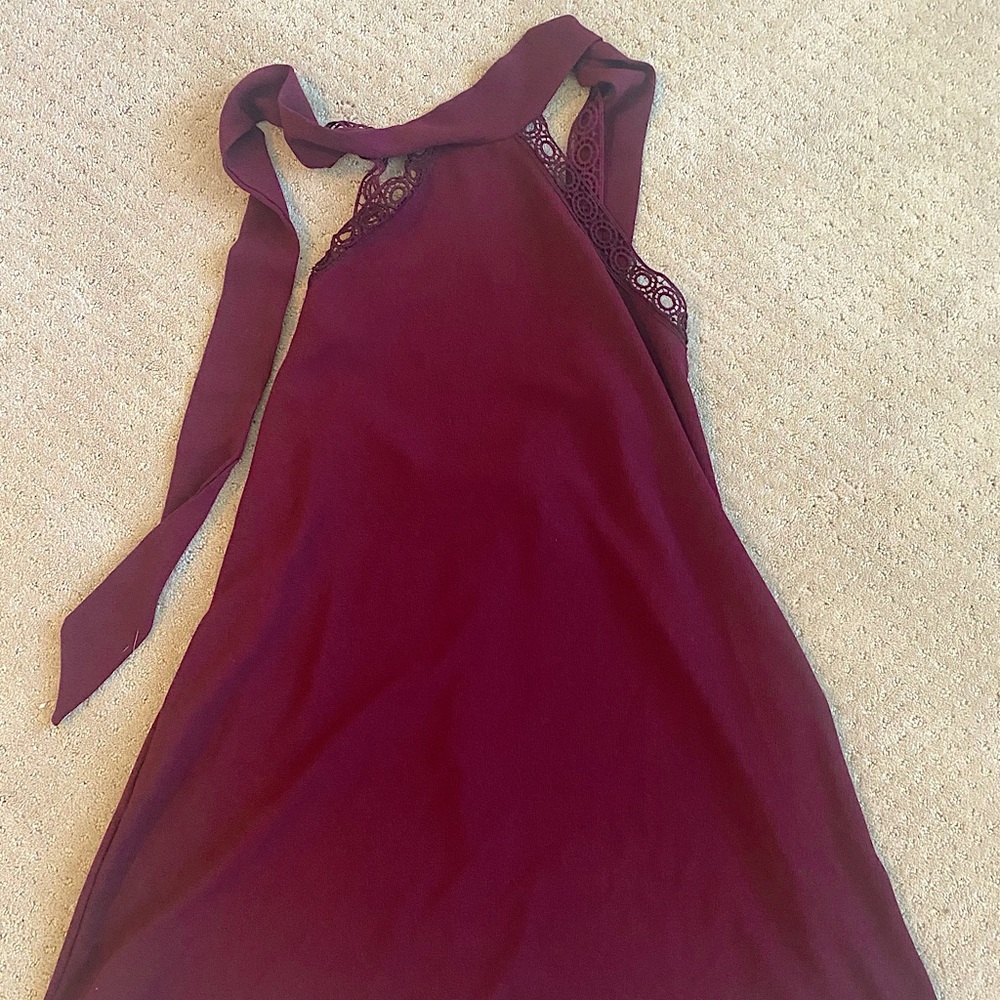 Maroon Halter Mini Dress
